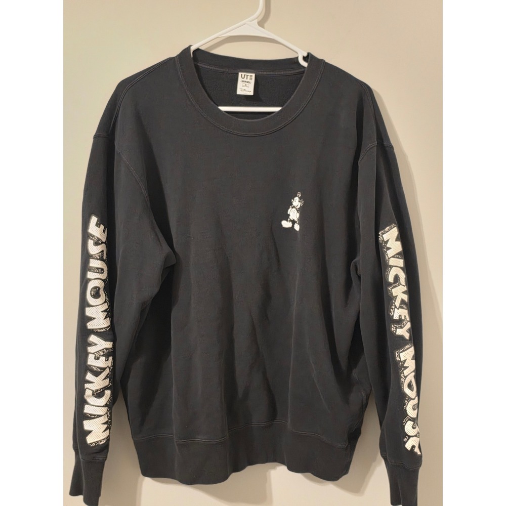 Uniqlo Sweatshirt Men XL Black Mickey Mouse Joshua Vides Graphic Streetwear